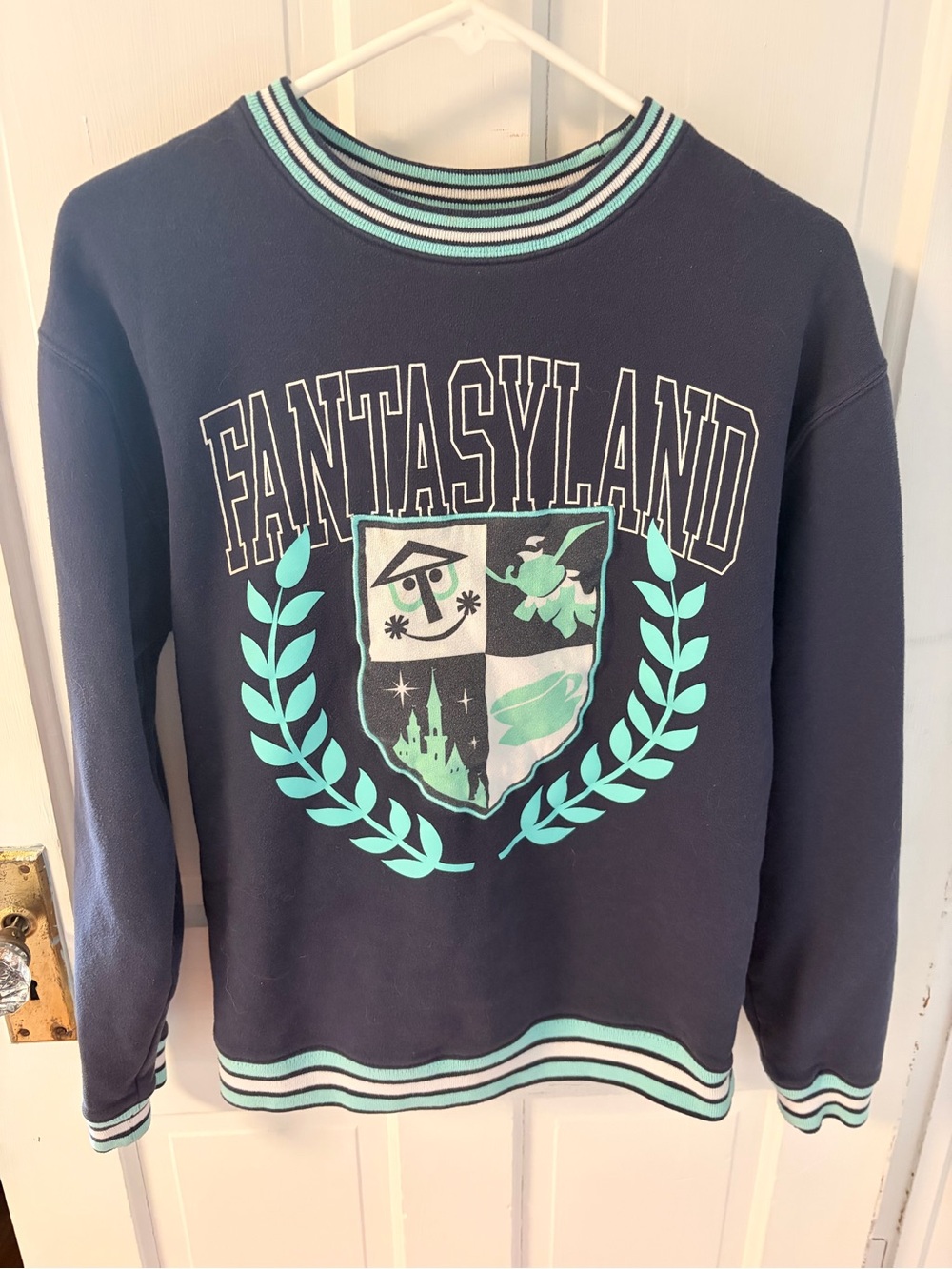 Disney Navy Blue Fantasyland Sweatshirt with Mint Trim